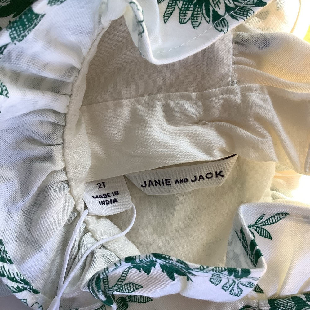 NWT JANIE AND JACK FLORAL TOILE DRESS GREEN WHITE 2T - Picture 5 of 8